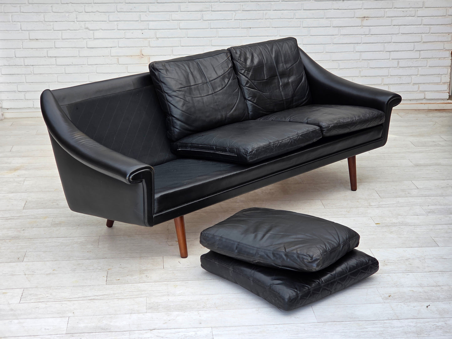 1960s, Danish design by Aage Christensen, 3-seater sofa, leather.