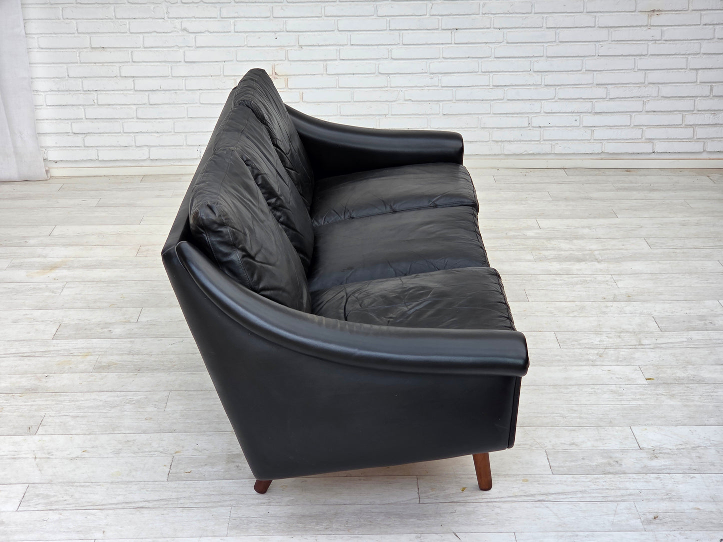1960s, Danish design by Aage Christensen, 3-seater sofa, leather.