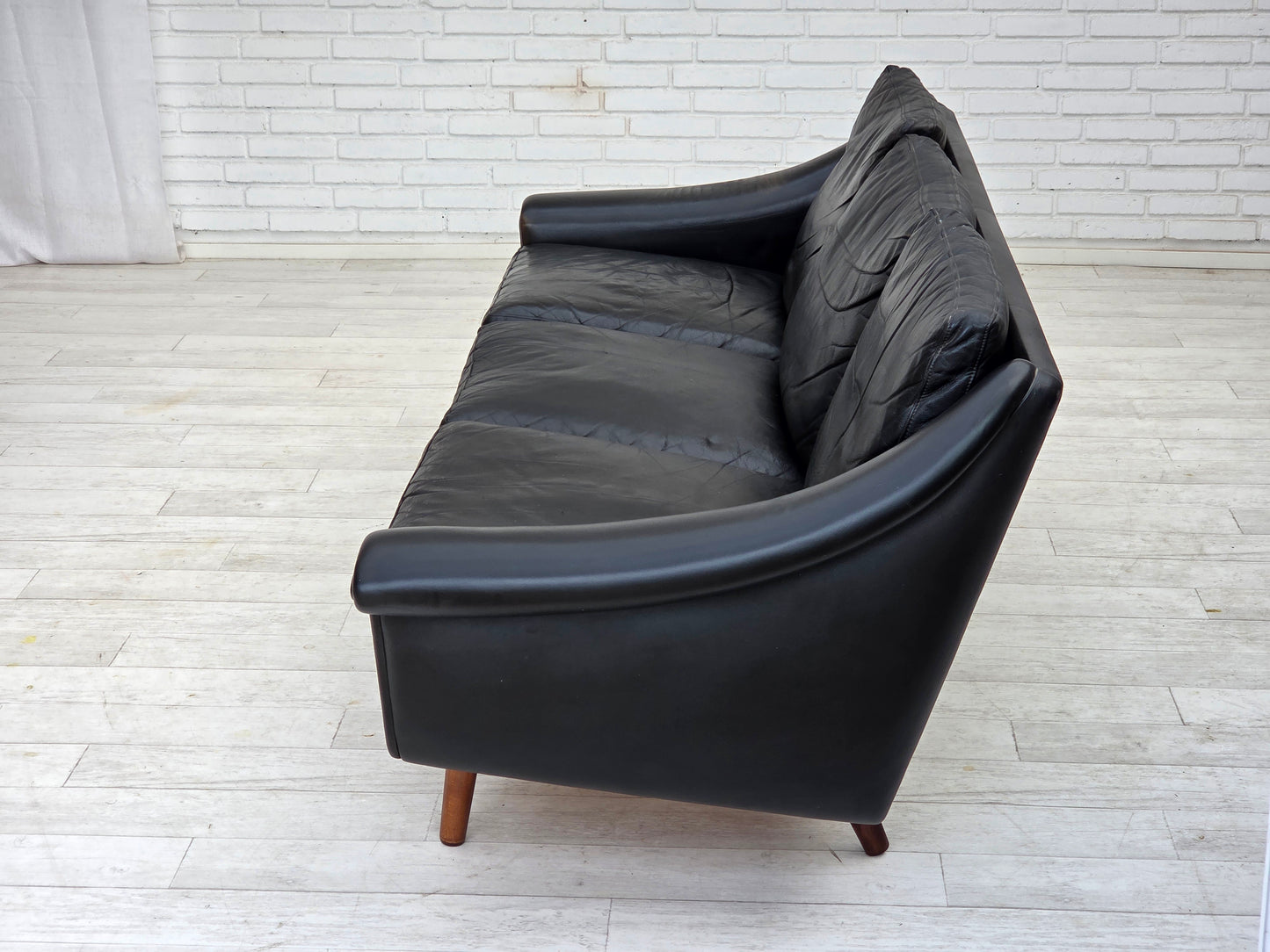 1960s, Danish design by Aage Christensen, 3-seater sofa, leather.