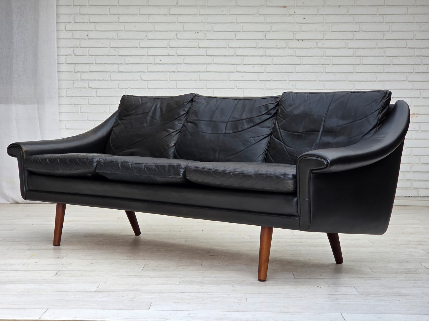 1960s, Danish design by Aage Christensen, 3-seater sofa, leather.