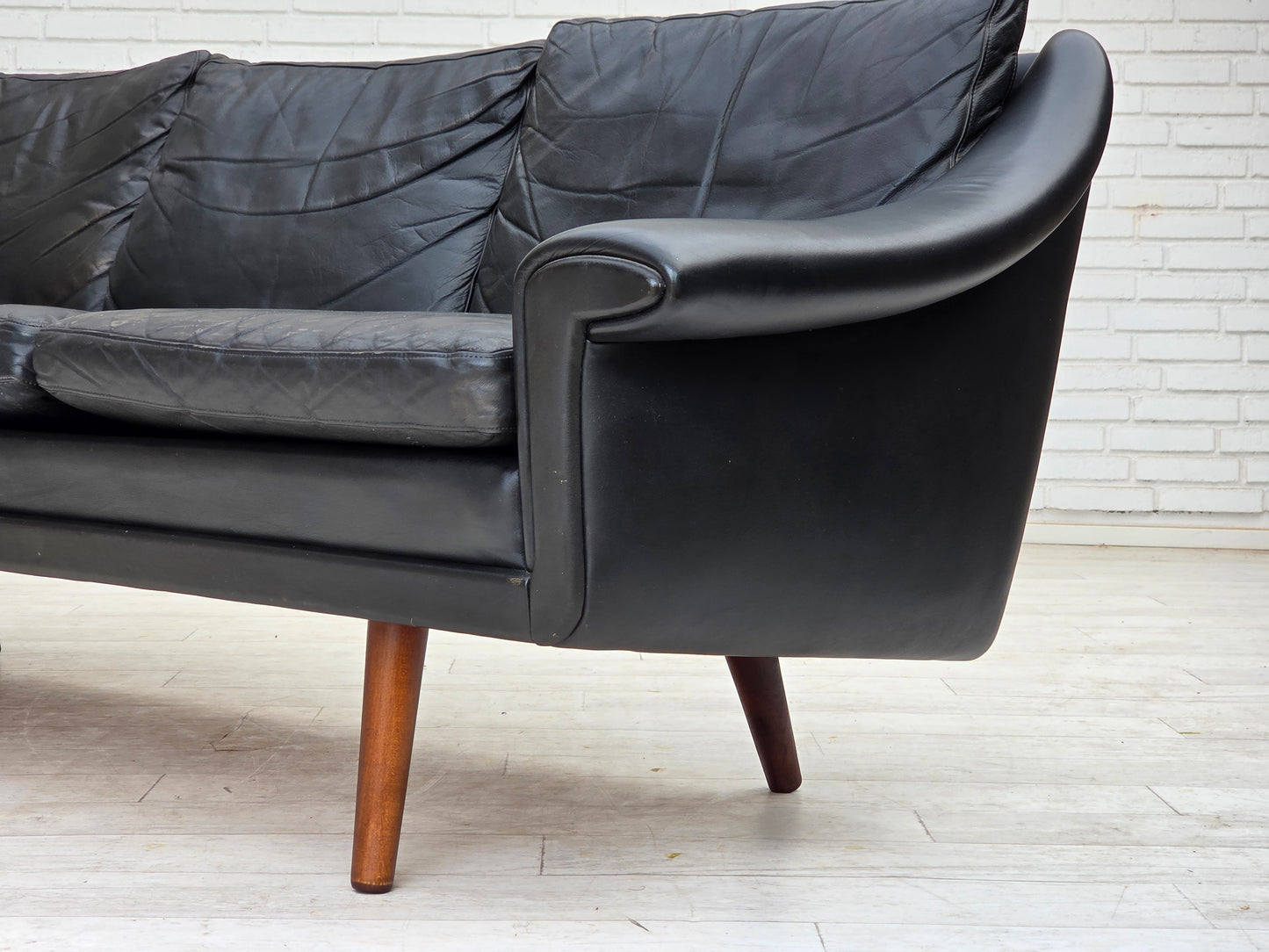1960s, Danish design by Aage Christensen, 3-seater sofa, leather.