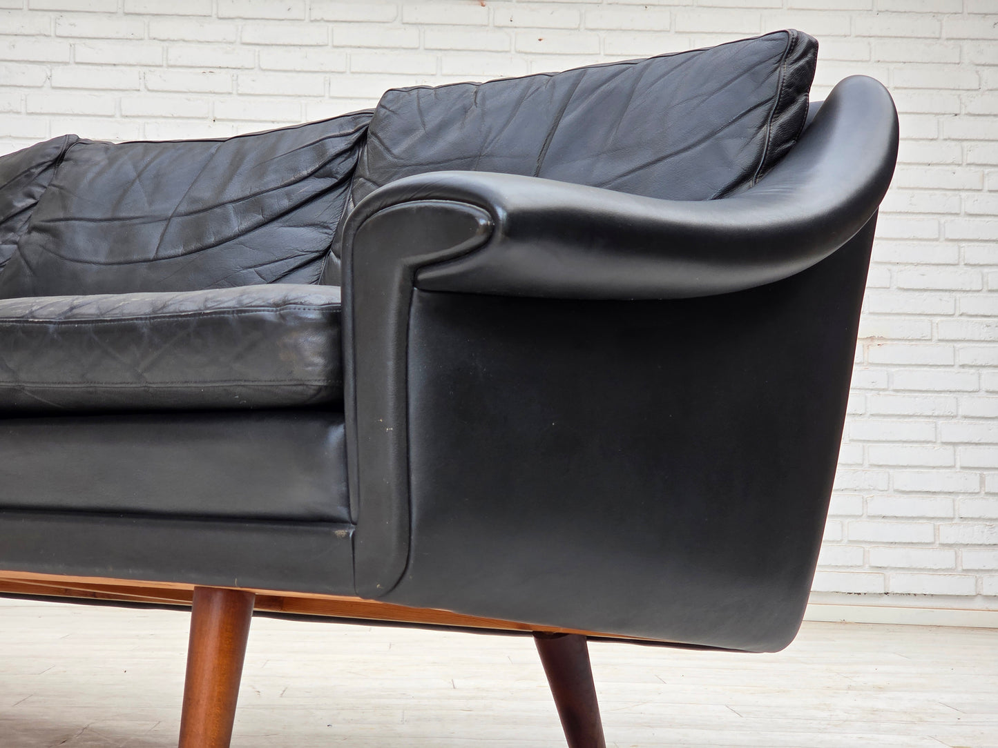 1960s, Danish design by Aage Christensen, 3-seater sofa, leather.
