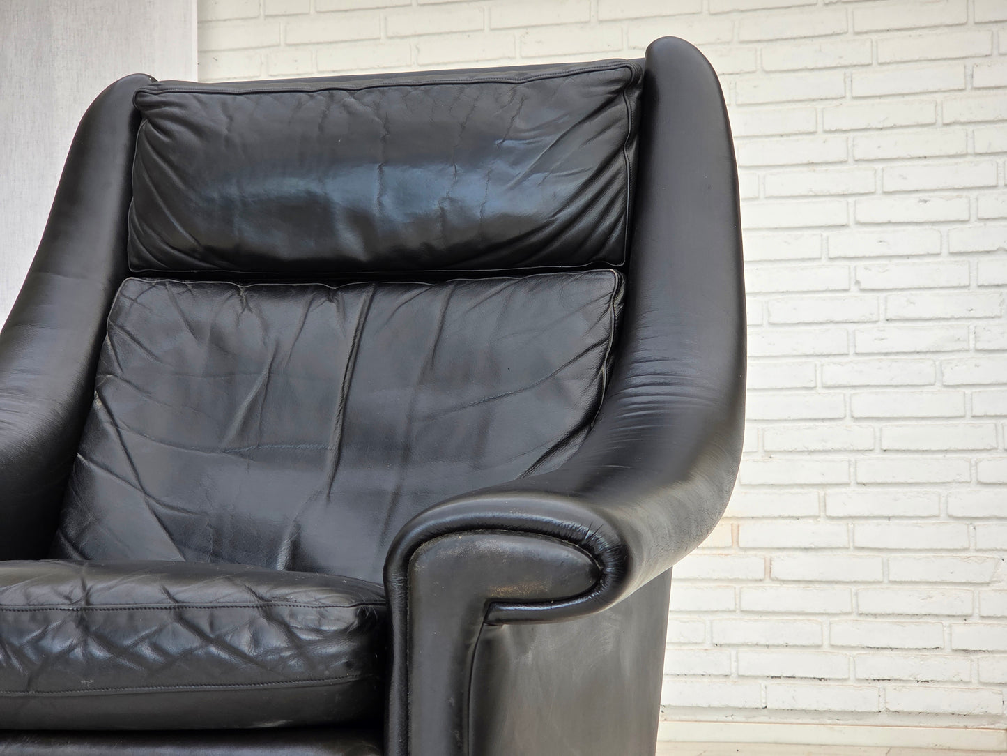 1960s, Danish highback armchair by Aage Christensen, furniture leather.