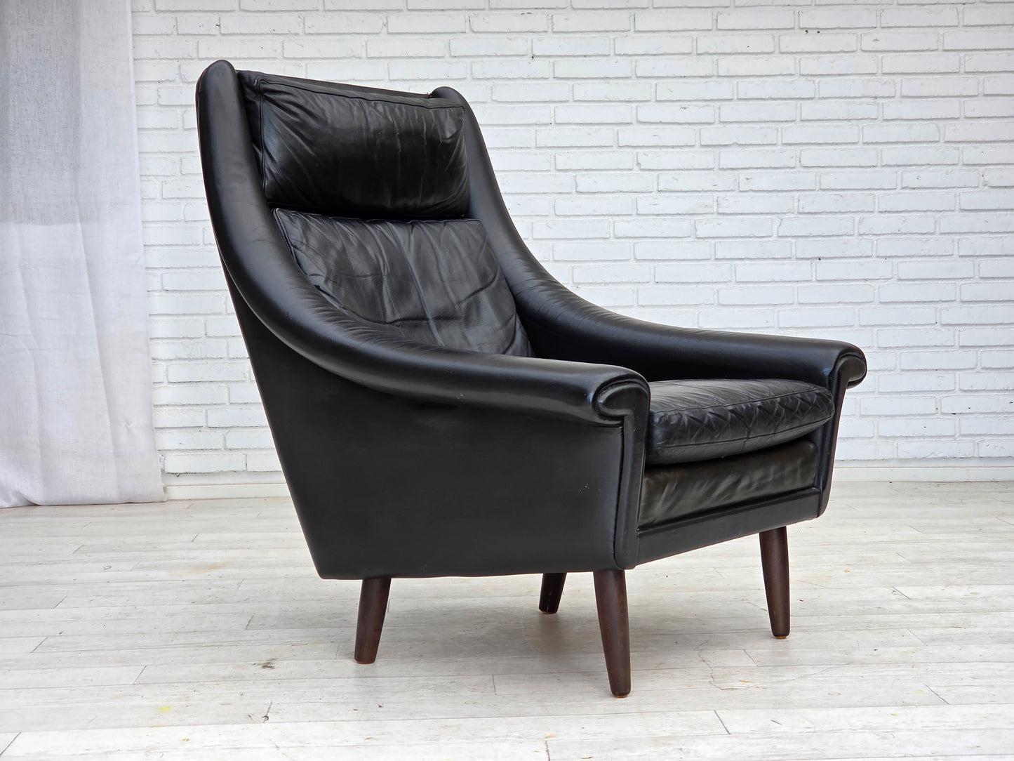 1960s, Danish highback armchair by Aage Christensen, furniture leather.