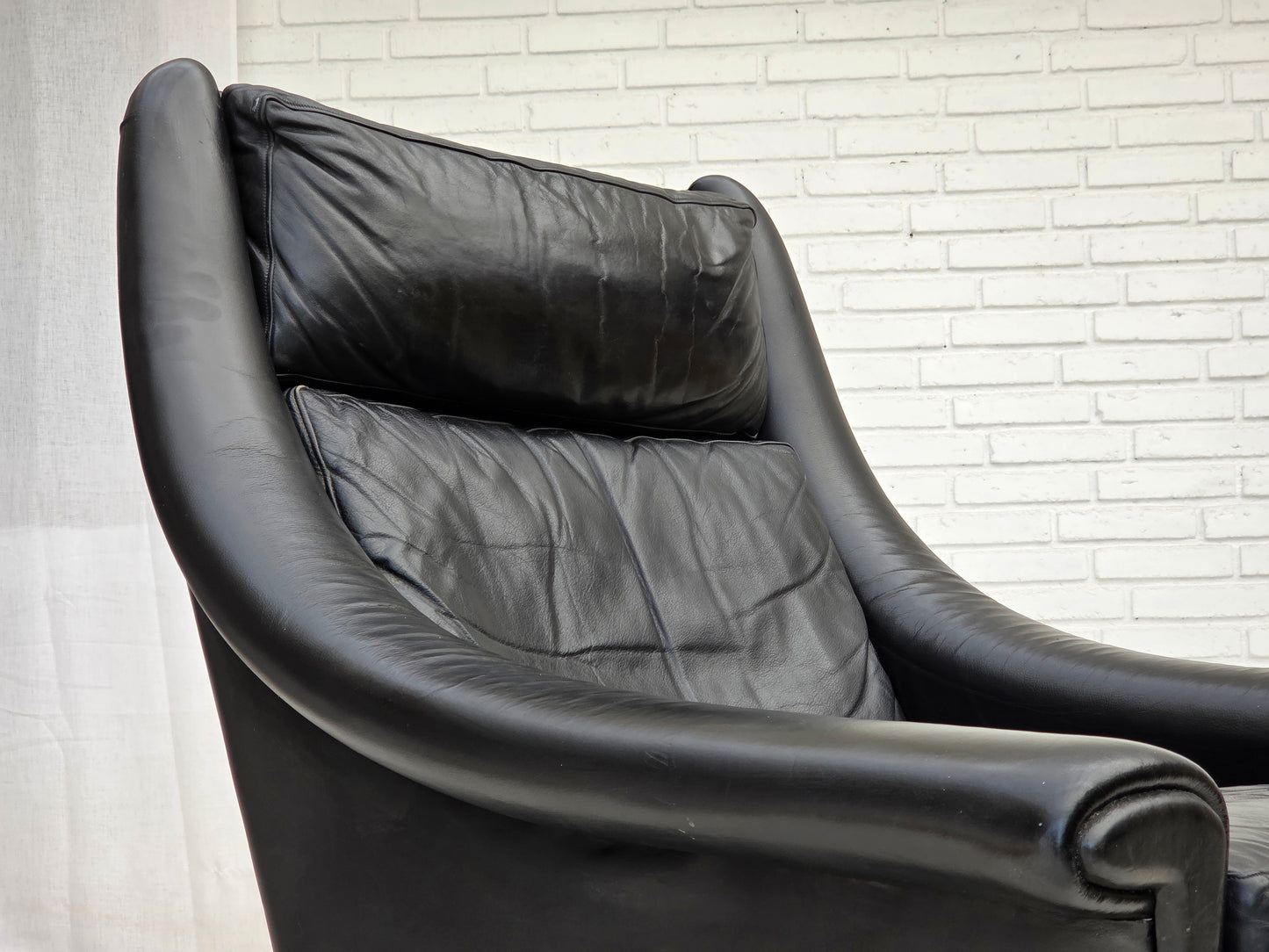 1960s, Danish highback armchair by Aage Christensen, furniture leather.