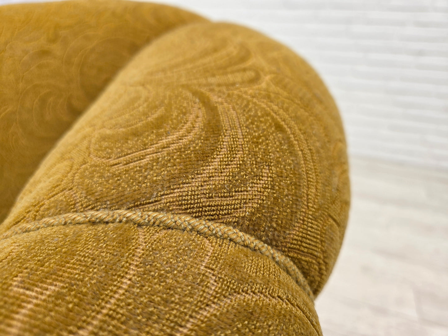 1950s, Danish relax armchair, light green furniture wool, oak wood.