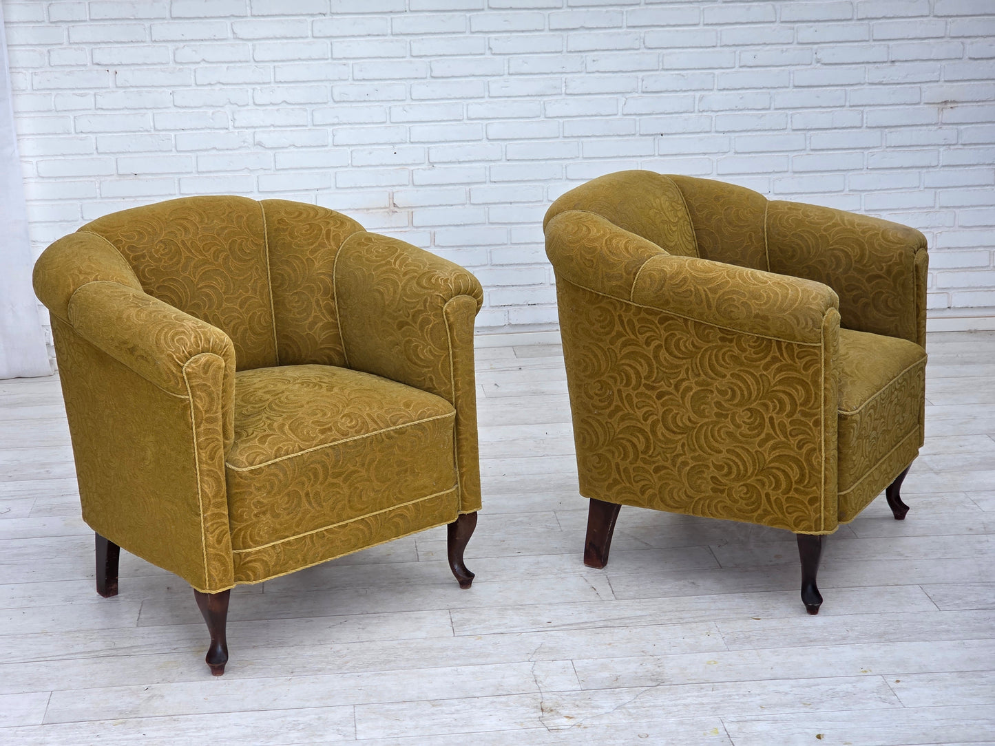 1950s, Danish relax armchair, light green furniture wool, oak wood.