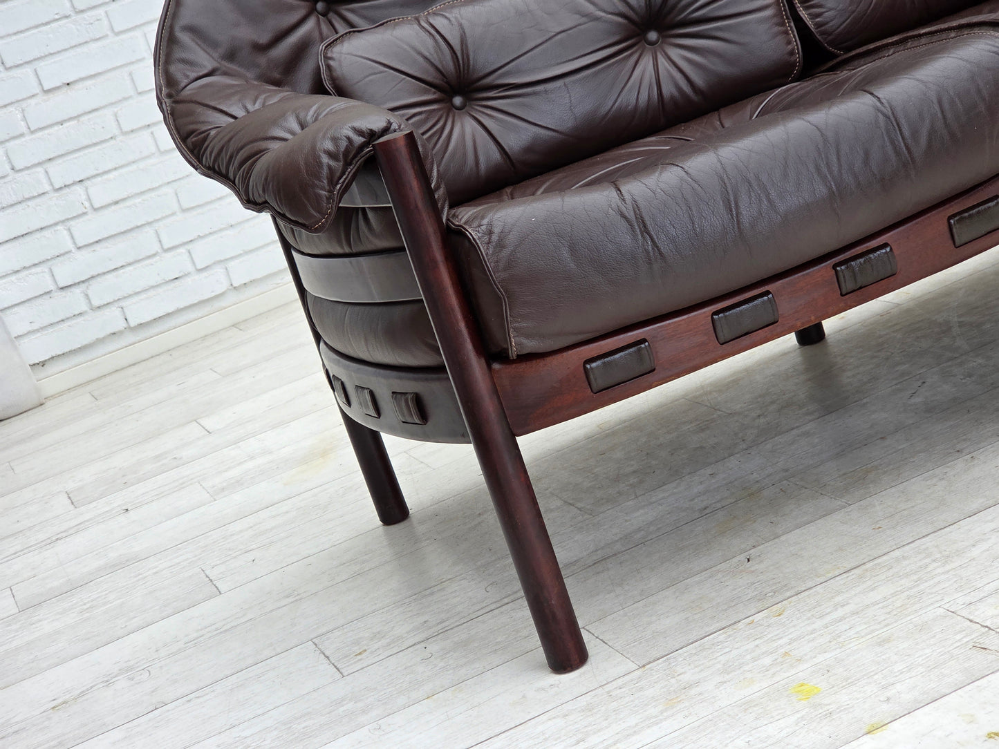 1970s, Scandinavian 3-seater sofa by Arne Norell, furniture leather.