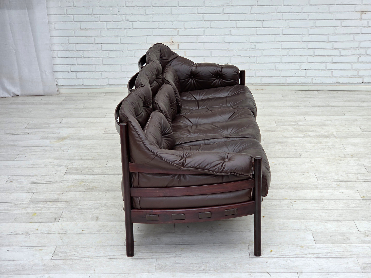 1970s, Scandinavian 3-seater sofa by Arne Norell, furniture leather.