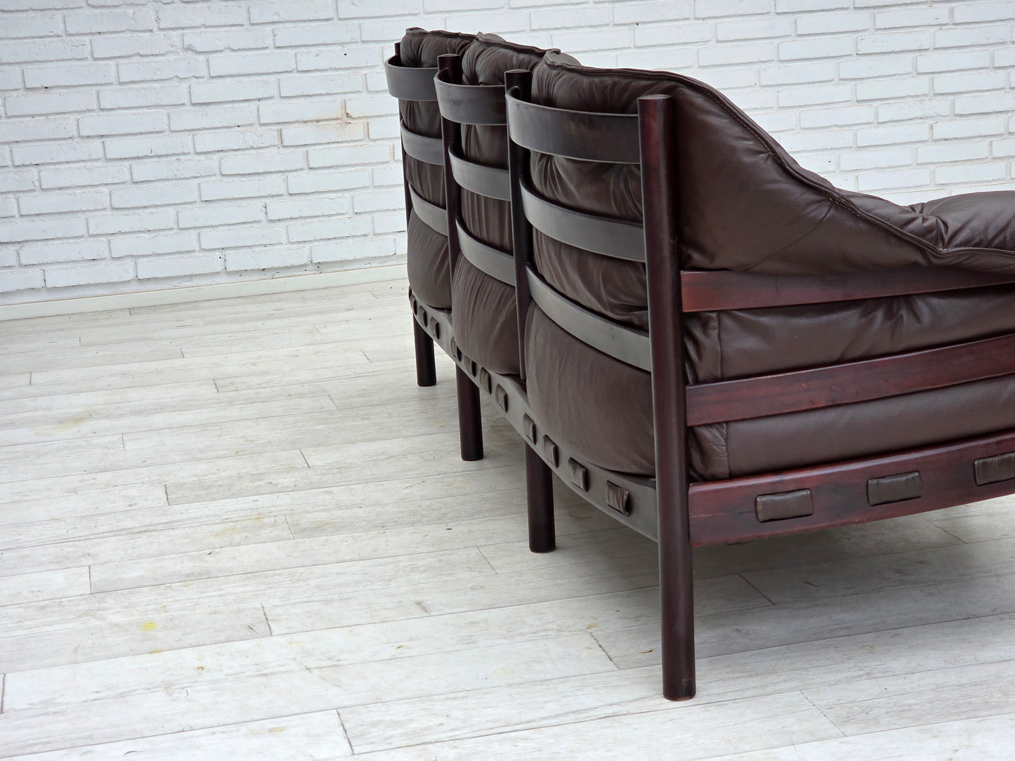 1970s, Scandinavian 3-seater sofa by Arne Norell, furniture leather.