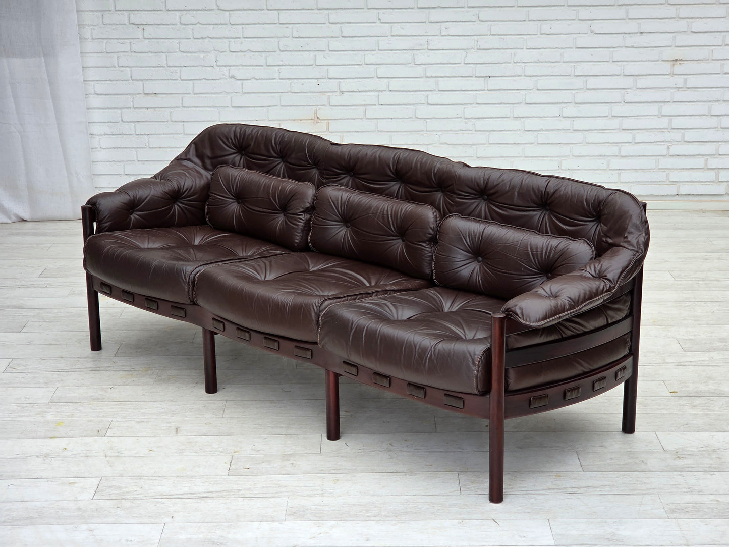 1970s, Scandinavian 3-seater sofa by Arne Norell, furniture leather.