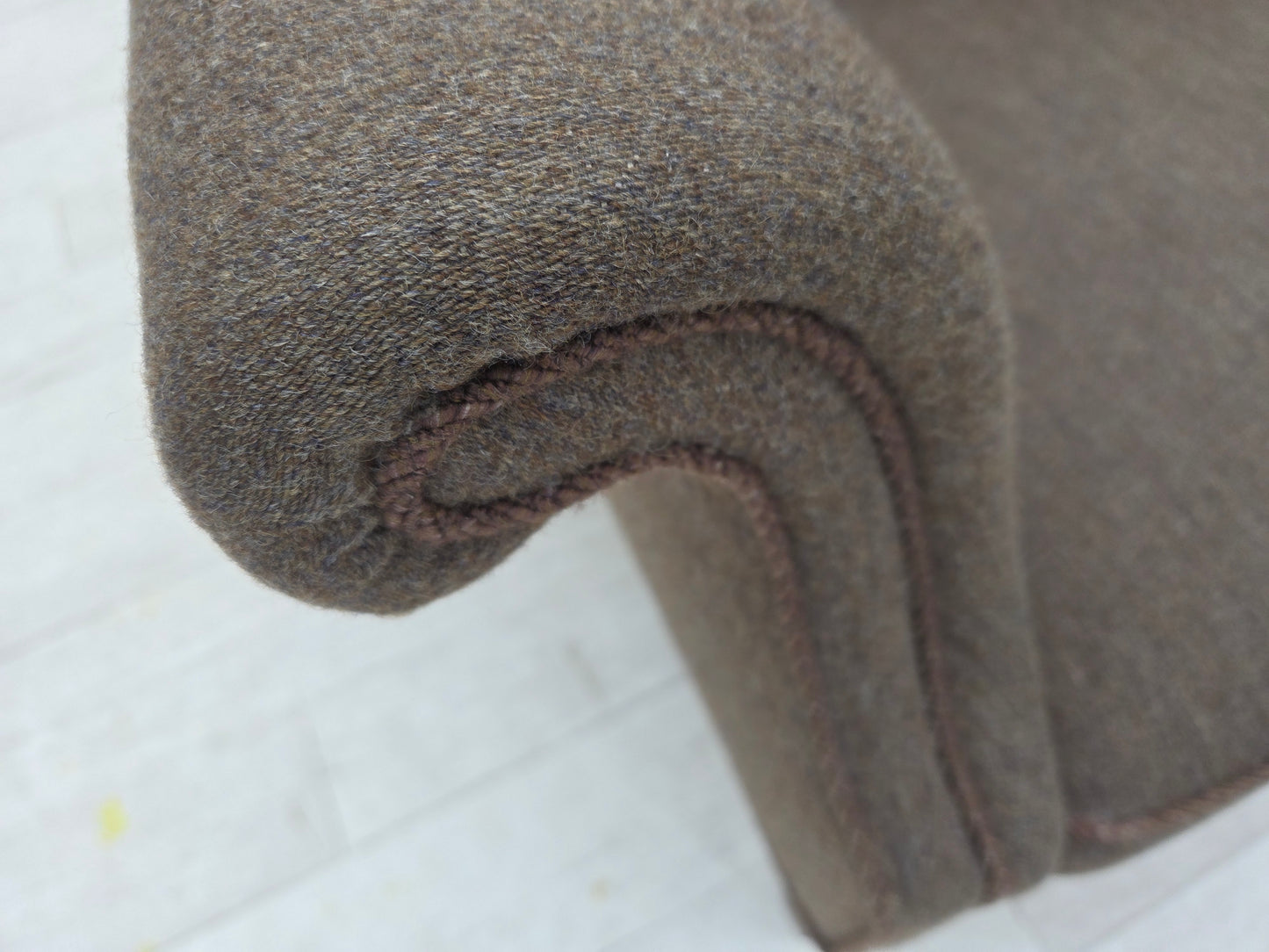 1960s, Danish armchair, furniture wool, ash wood legs.