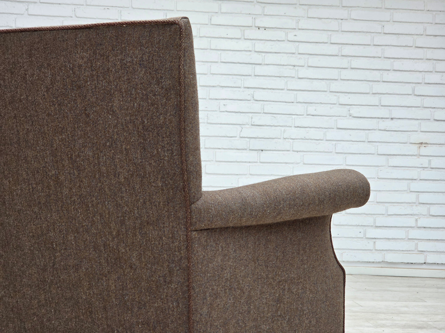 1960s, Danish armchair, furniture wool, ash wood legs.