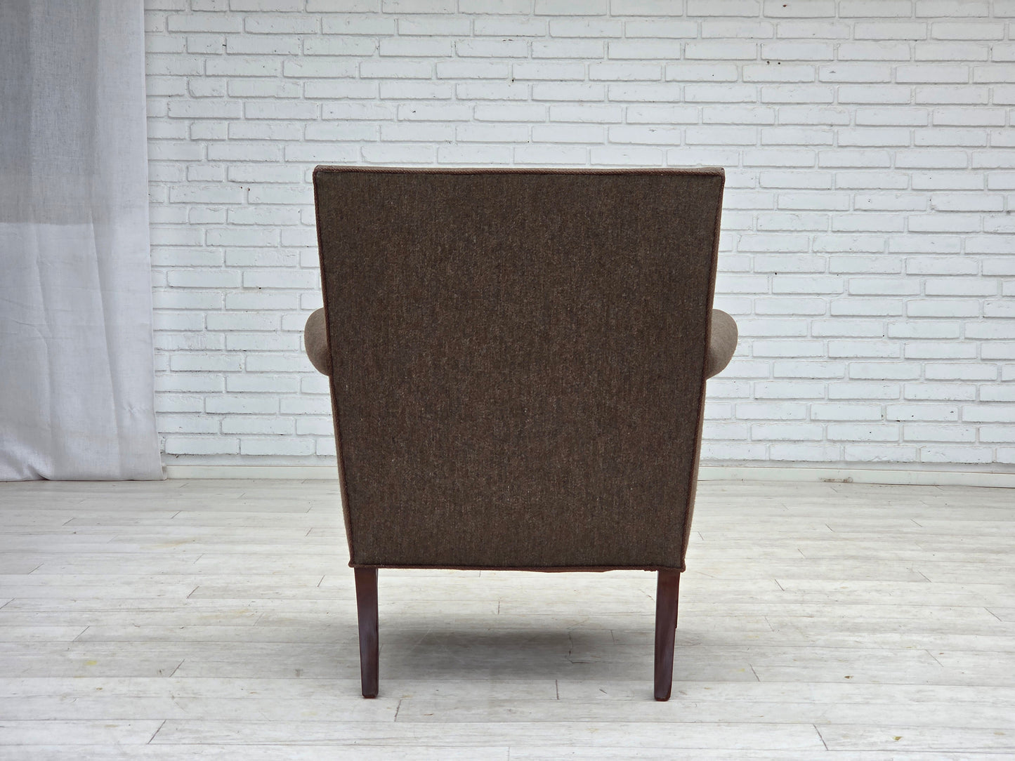 1960s, Danish armchair, furniture wool, ash wood legs.