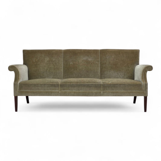 1960s, Danish 3-seater sofa, light green furniture velour.