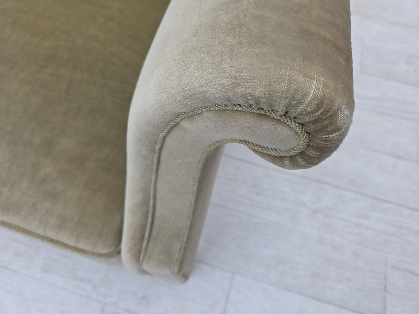 1960s, Danish 3-seater sofa, light green furniture velour.