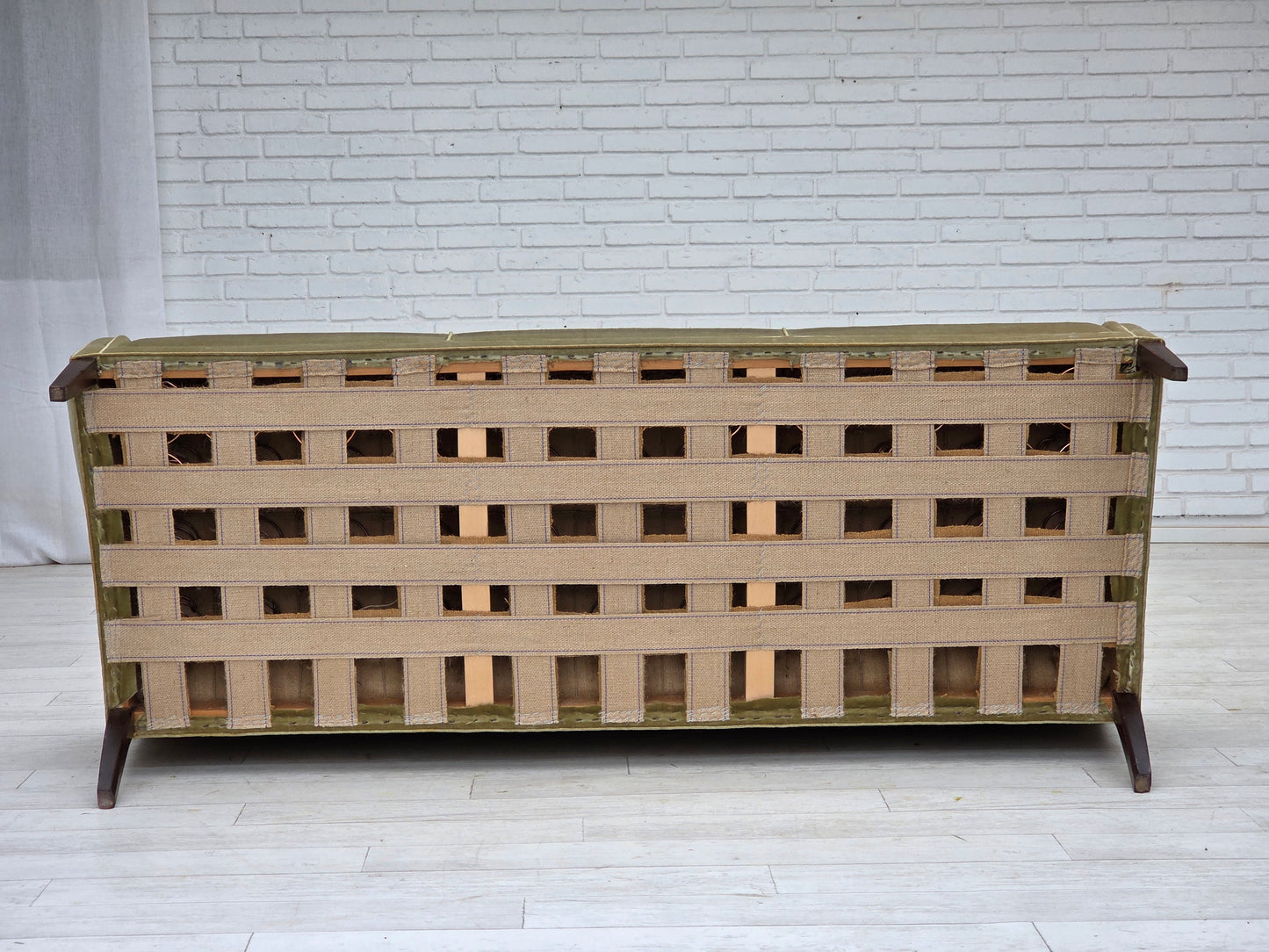 1960s, Danish 3-seater sofa, light green furniture velour.
