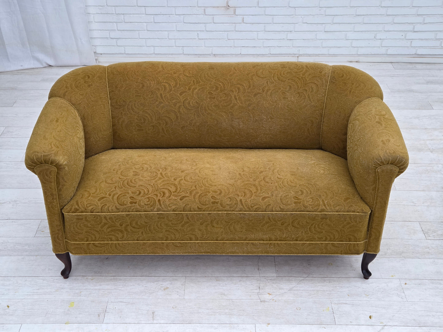 1950s, Danish 2-seater sofa, original green furniture wool.