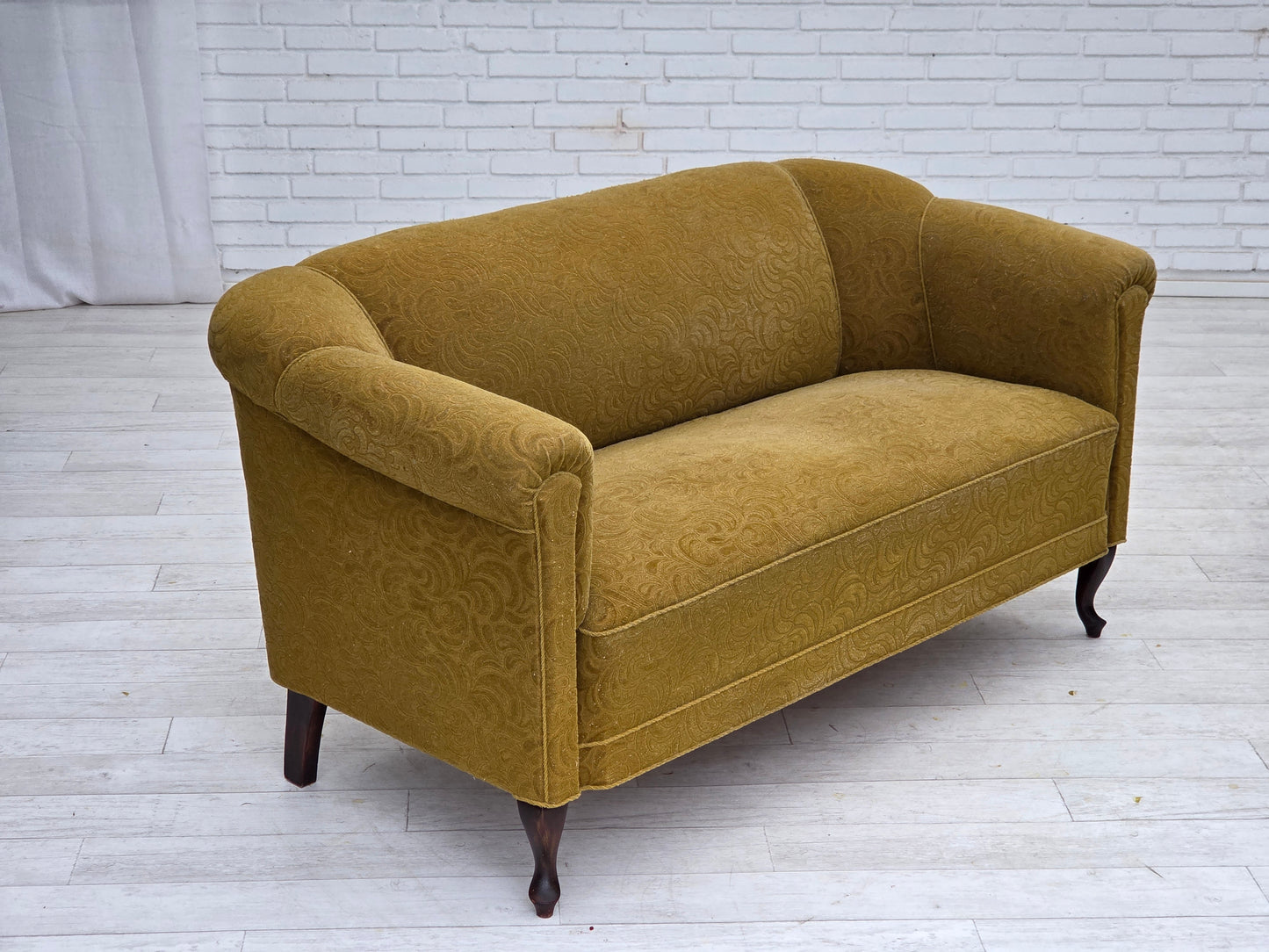 1950s, Danish 2-seater sofa, original green furniture wool.