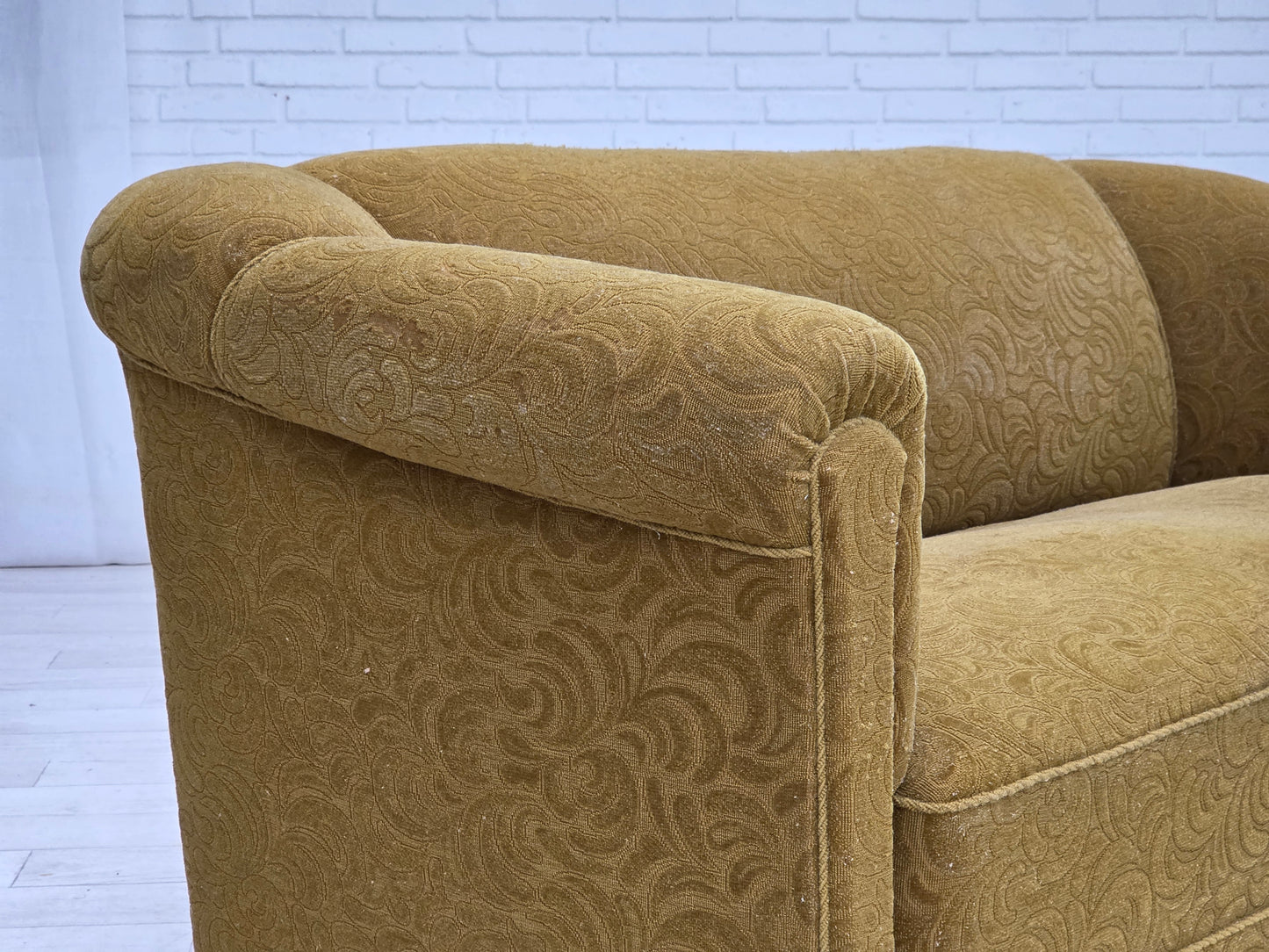 1950s, Danish 2-seater sofa, original green furniture wool.