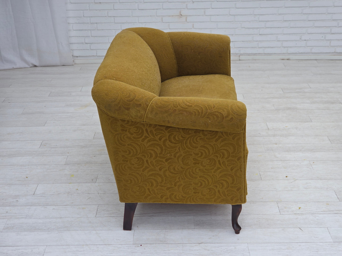 1950s, Danish 2-seater sofa, original green furniture wool.