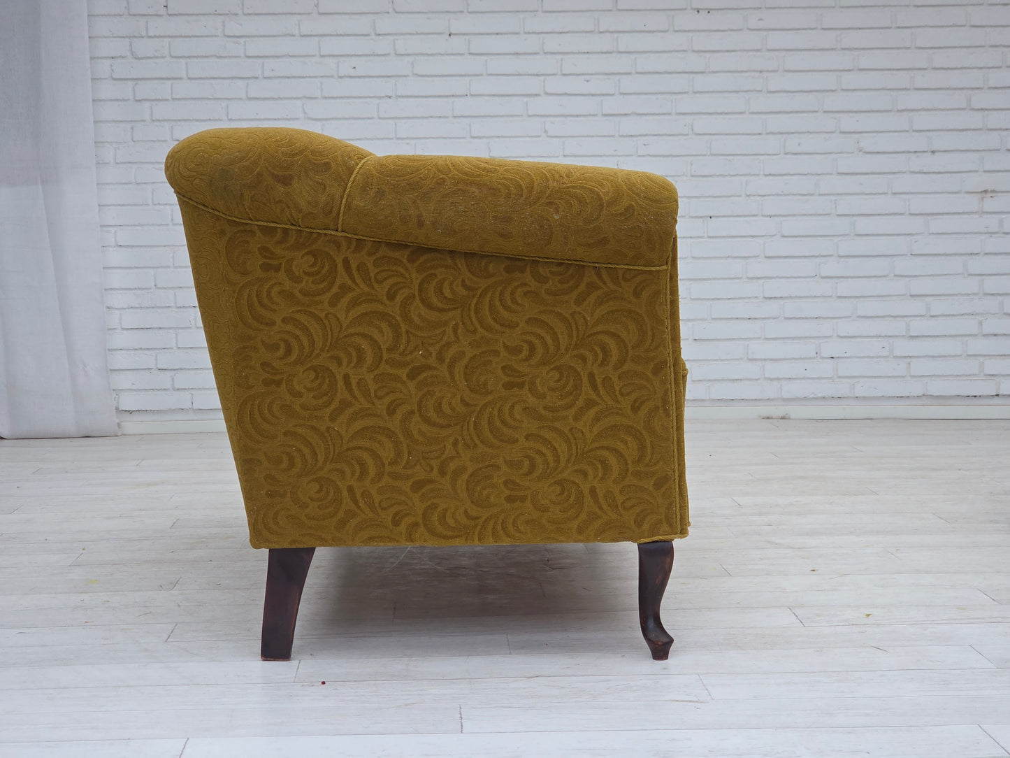 1950s, Danish 2-seater sofa, original green furniture wool.