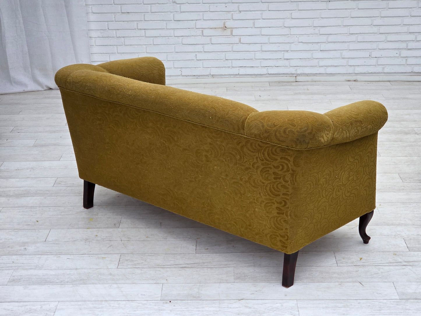 1950s, Danish 2-seater sofa, original green furniture wool.