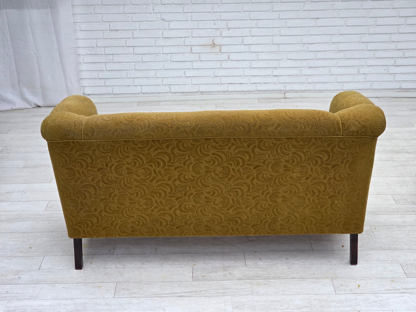 1950s, Danish 2-seater sofa, original green furniture wool.