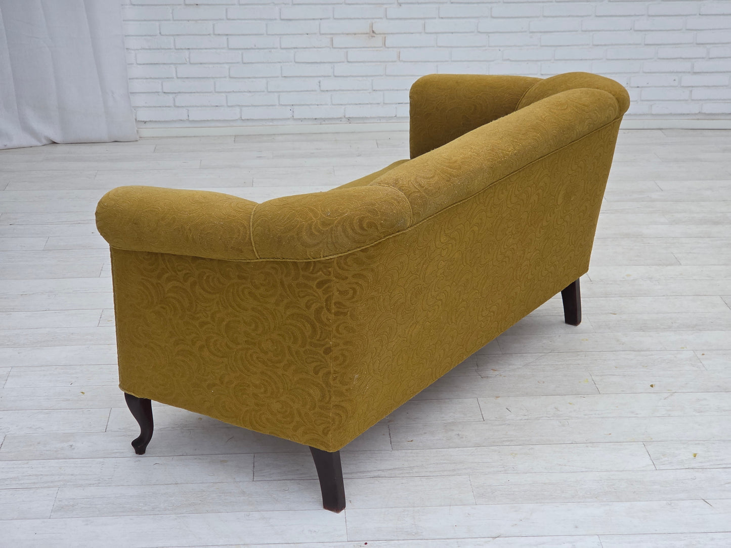 1950s, Danish 2-seater sofa, original green furniture wool.