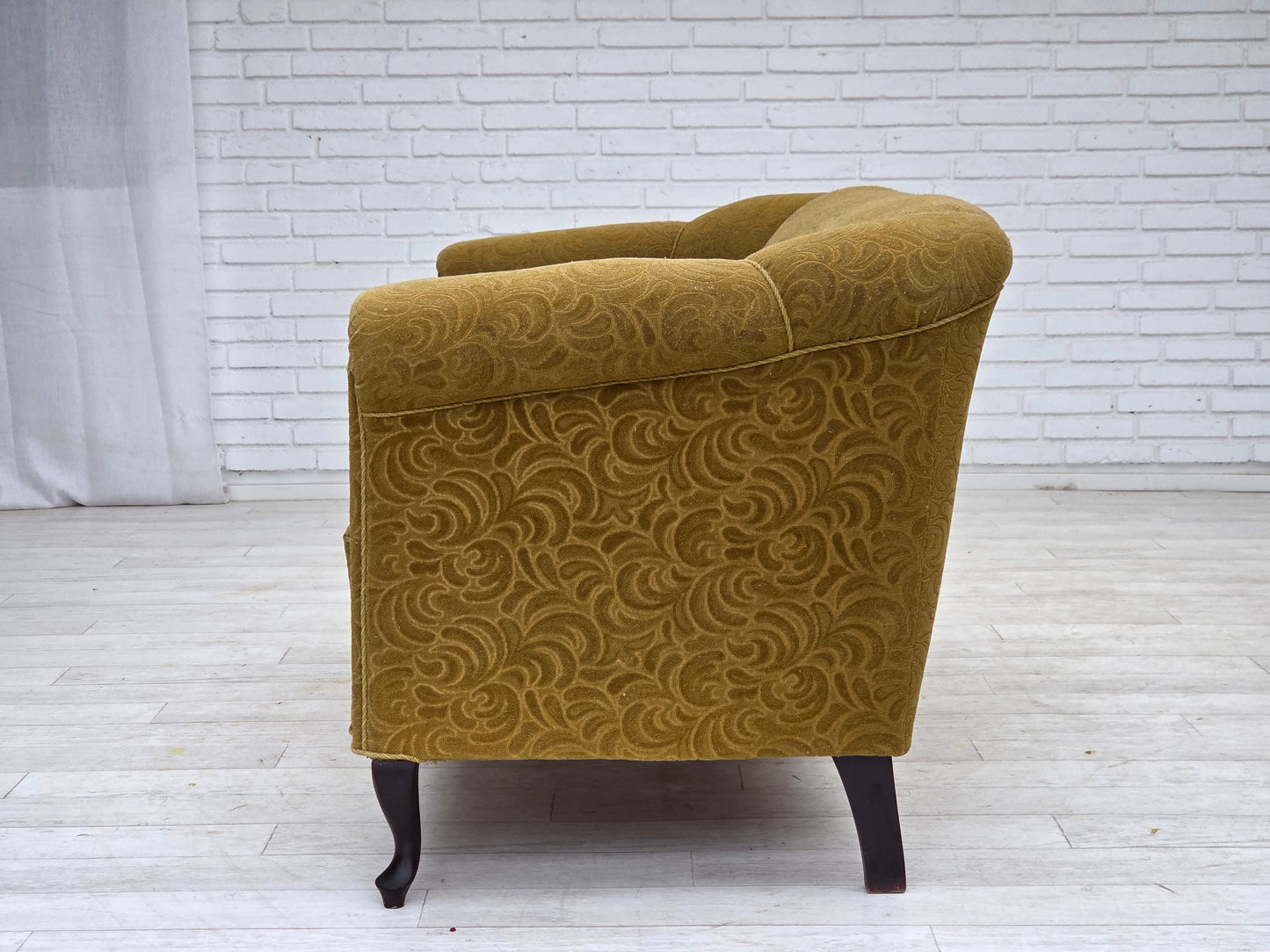 1950s, Danish 2-seater sofa, original green furniture wool.