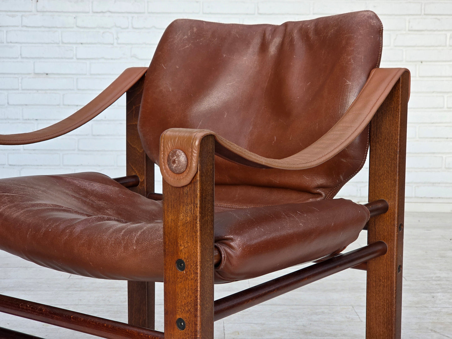 1970s, Danish armchair model "Safari" by Skippers Furniture, furniture leather.