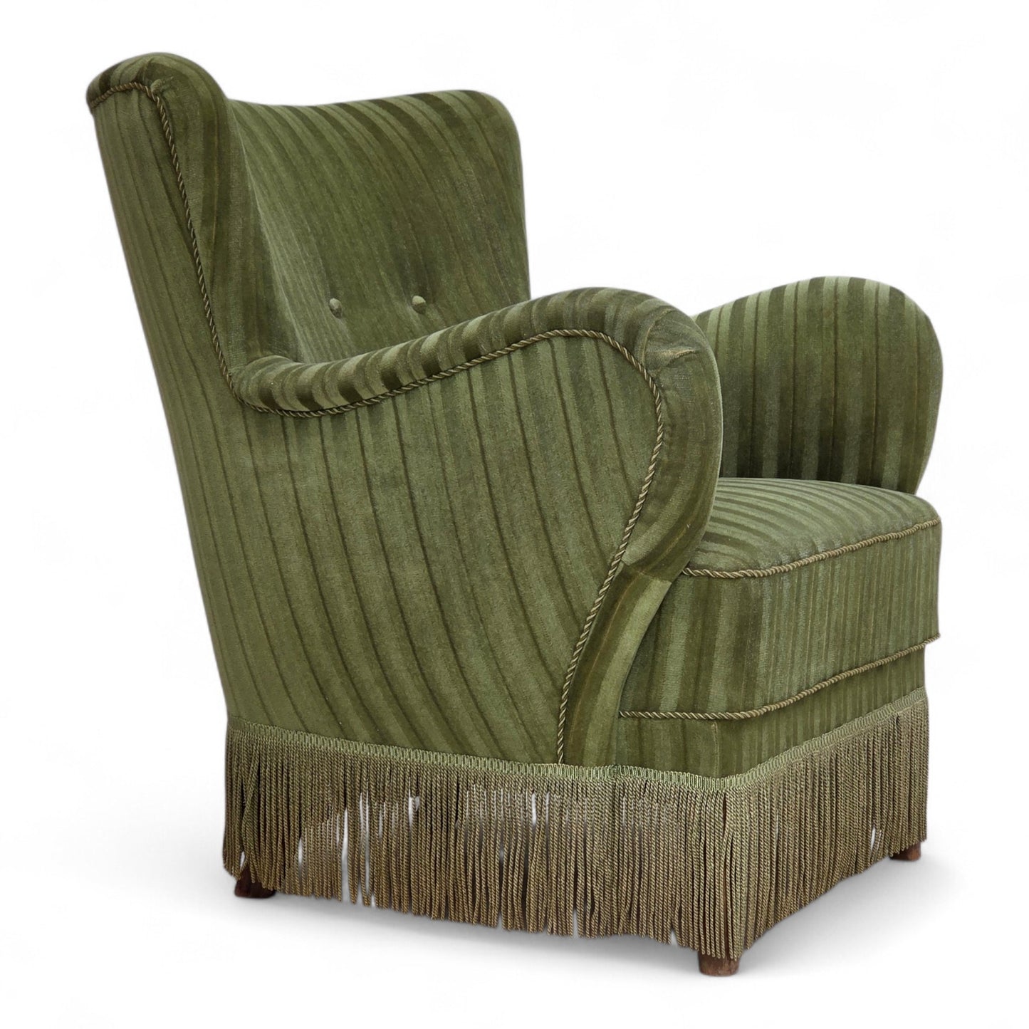 1960s, Danish armchair, original green furniture velour.