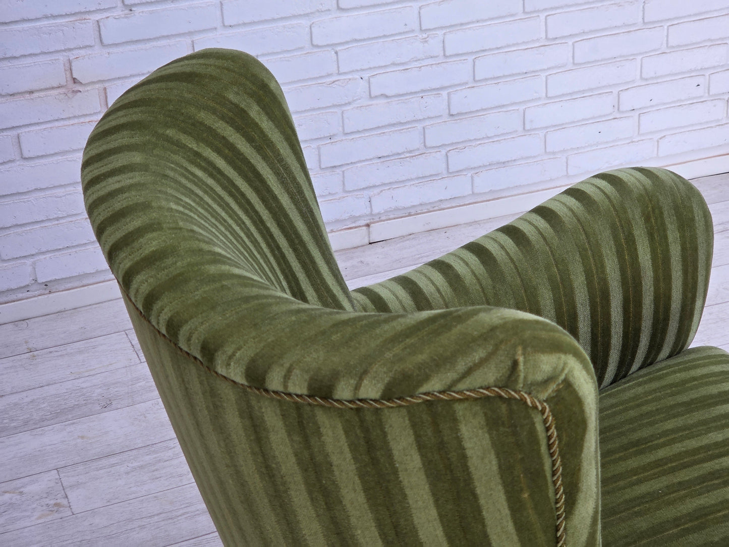 1960s, Danish armchair, original green furniture velour.