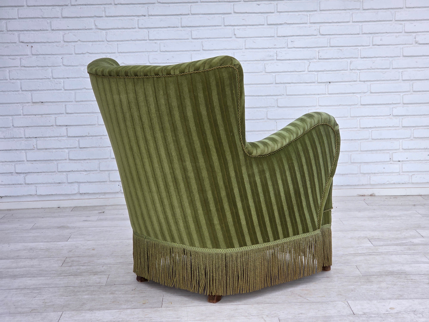 1960s, Danish armchair, original green furniture velour.