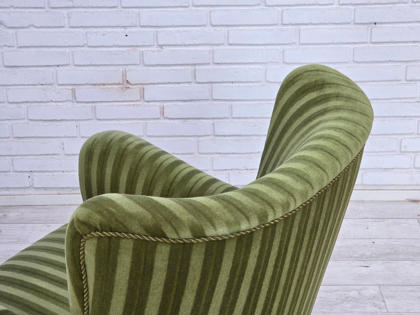1960s, Danish armchair, original green furniture velour.