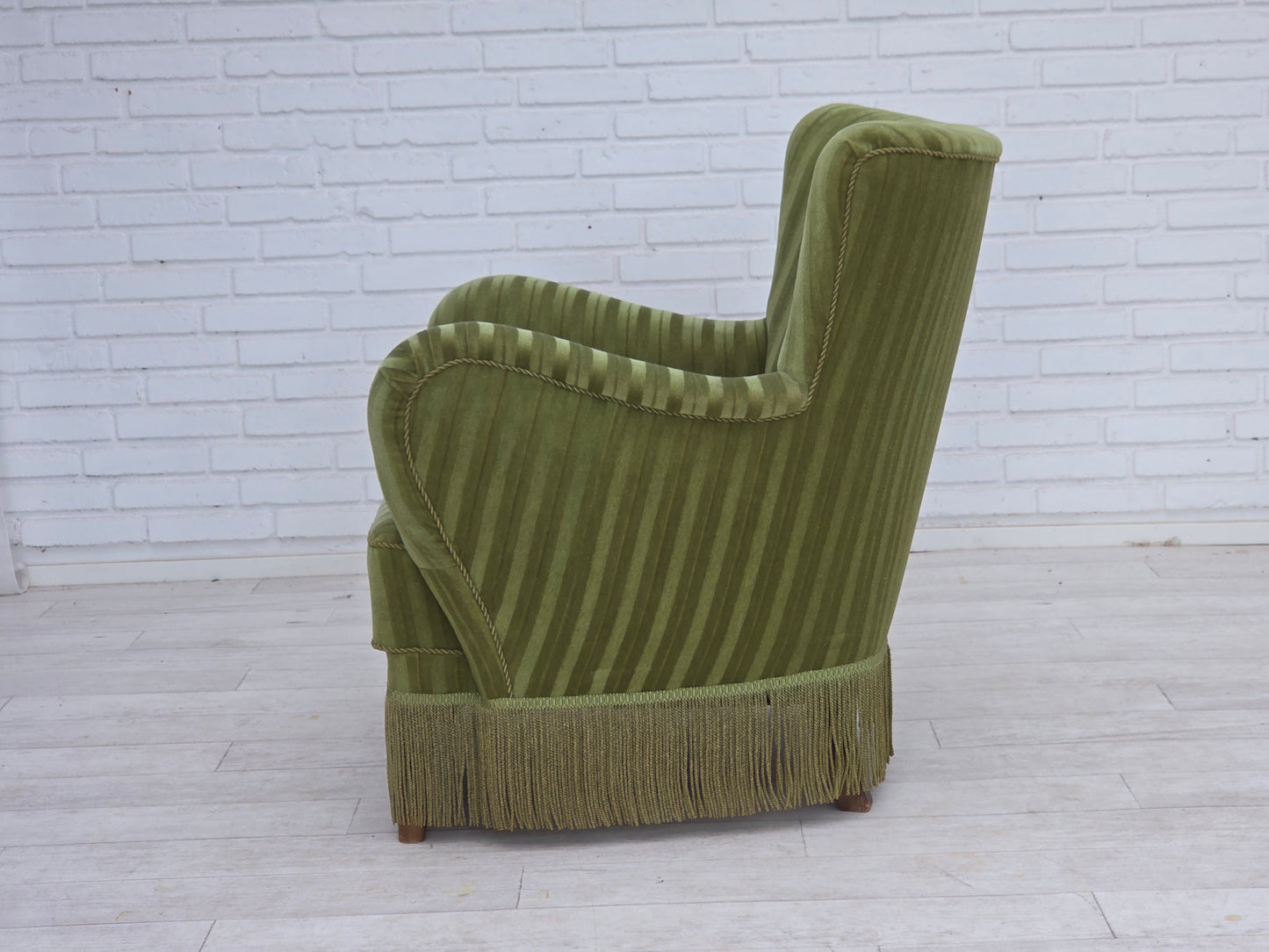 1960s, Danish armchair, original green furniture velour.