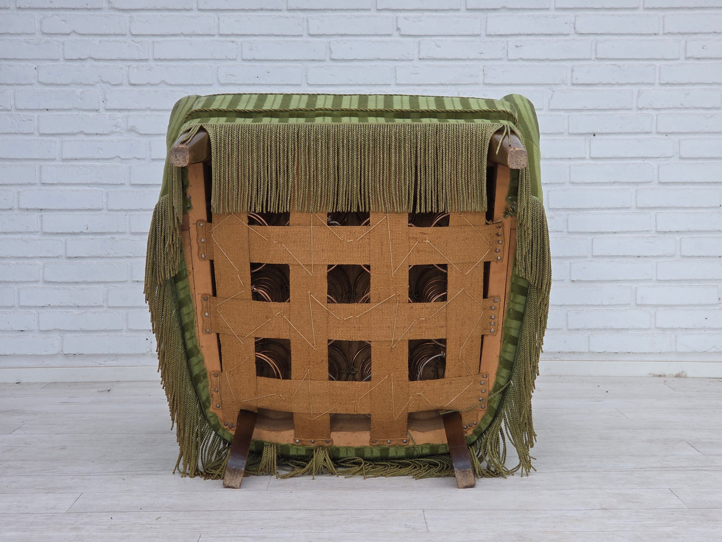 1960s, Danish armchair, original green furniture velour.