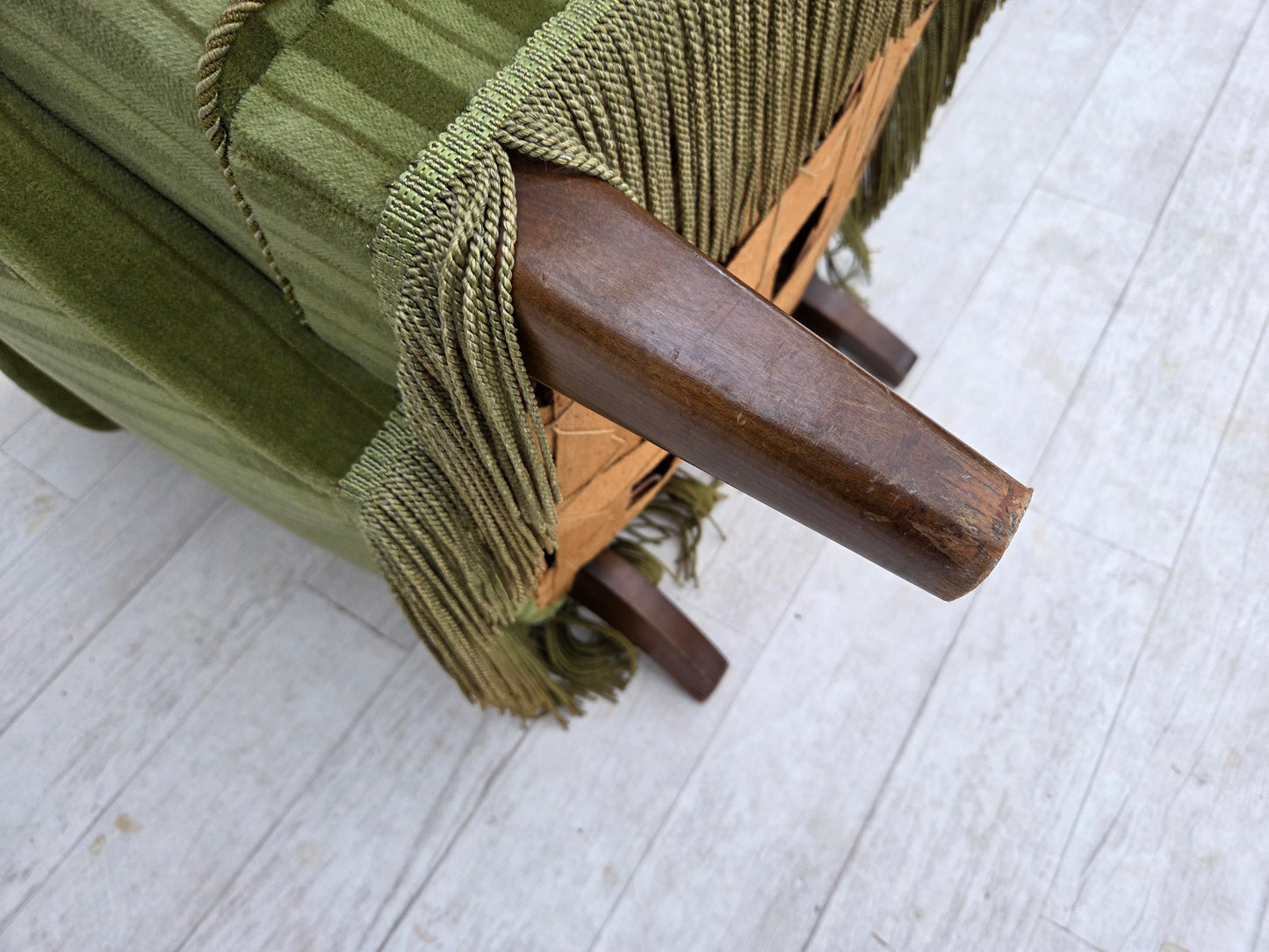 1960s, Danish armchair, original green furniture velour.