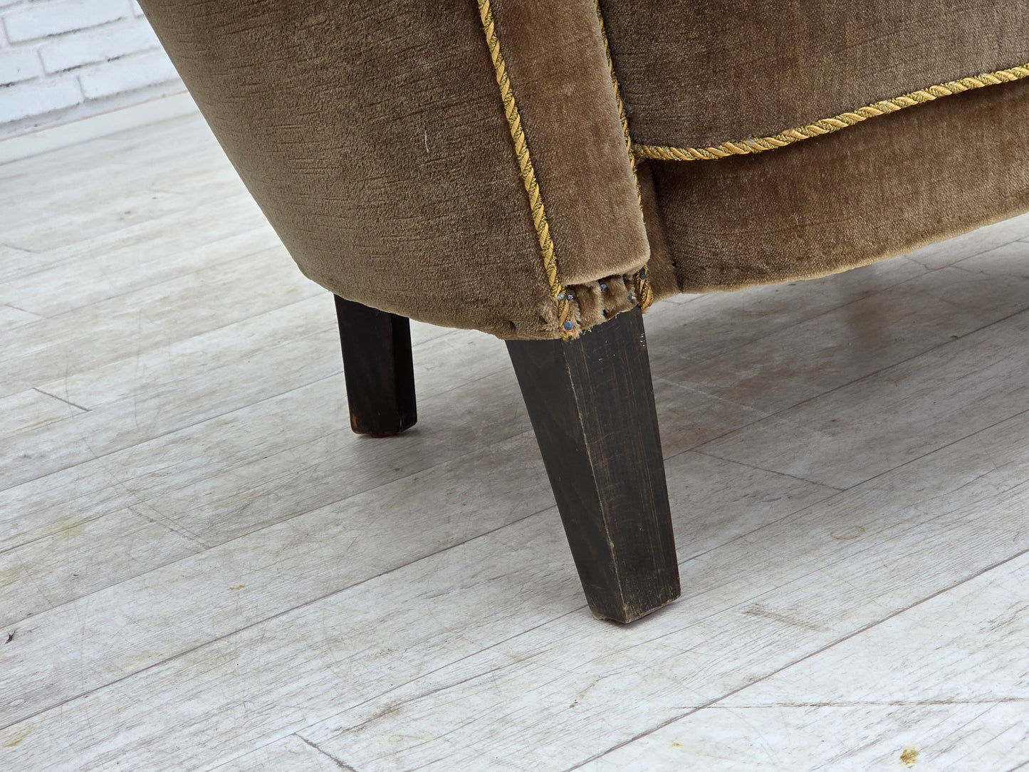 1960s, Danish armchair, original green furniture velour.