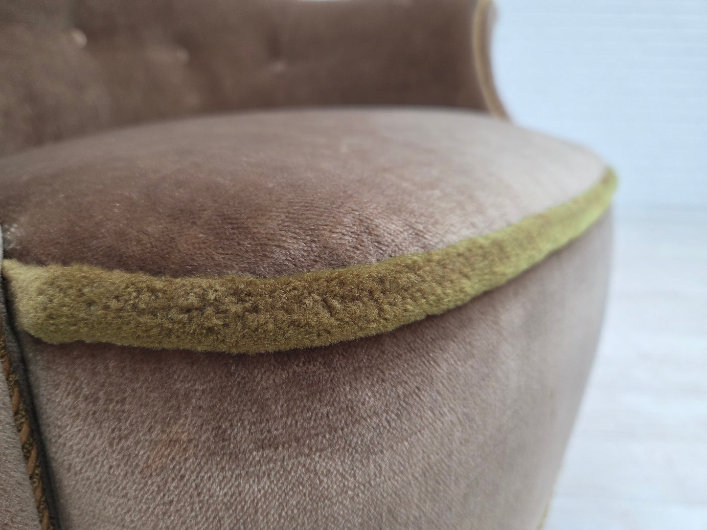 1960s, Danish armchair, original green furniture velour.