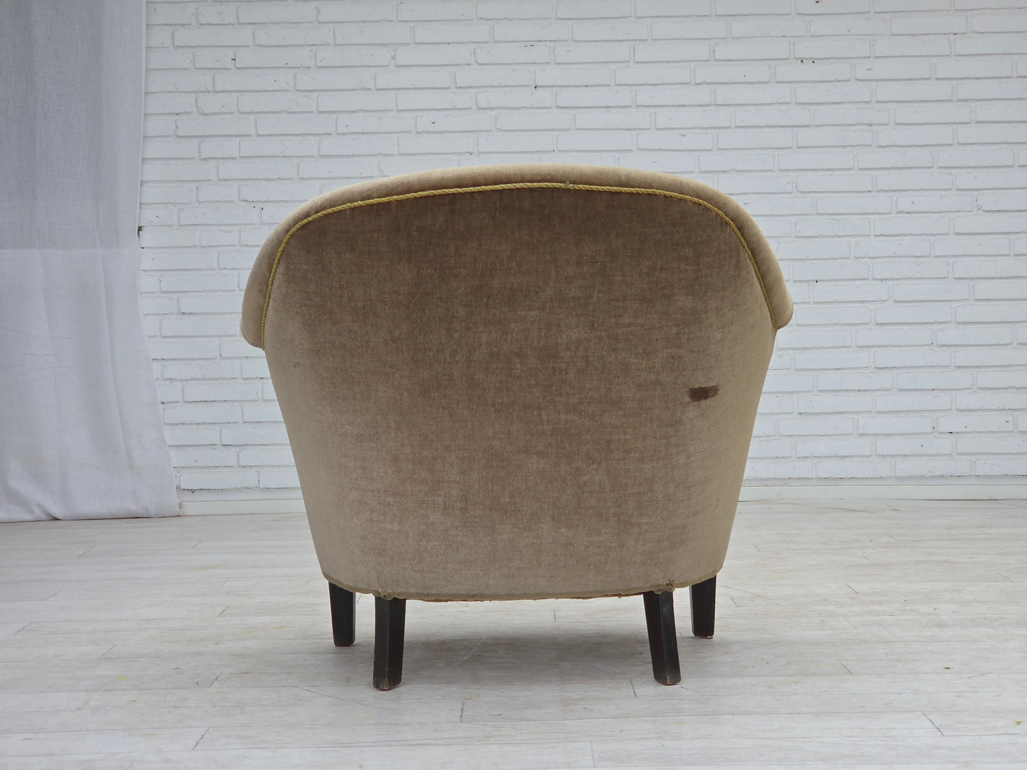 1960s, Danish armchair, original green furniture velour.