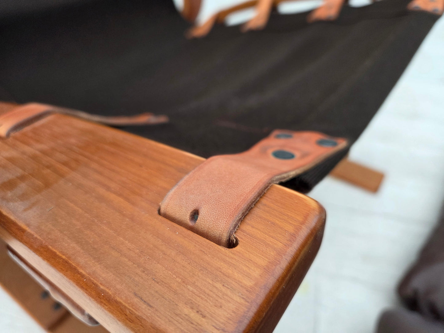 1970s, Danish armchair by Komfort, furniture leather, canvas, bent wood.