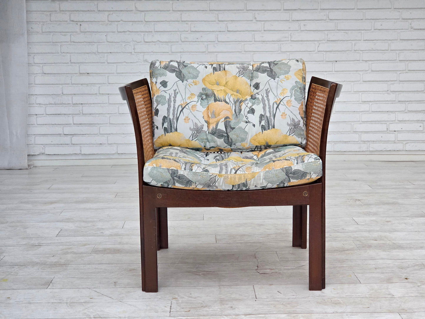1970s, Danish design by Illum Wikkelsø, armchair model "Plexus", teak wood, furniture mesh.