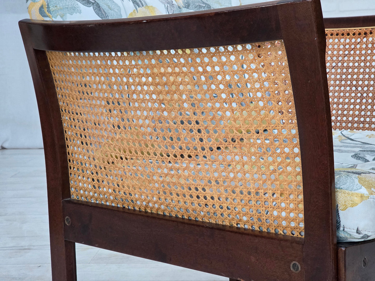 1970s, Danish design by Illum Wikkelsø, armchair model "Plexus", teak wood, furniture mesh.
