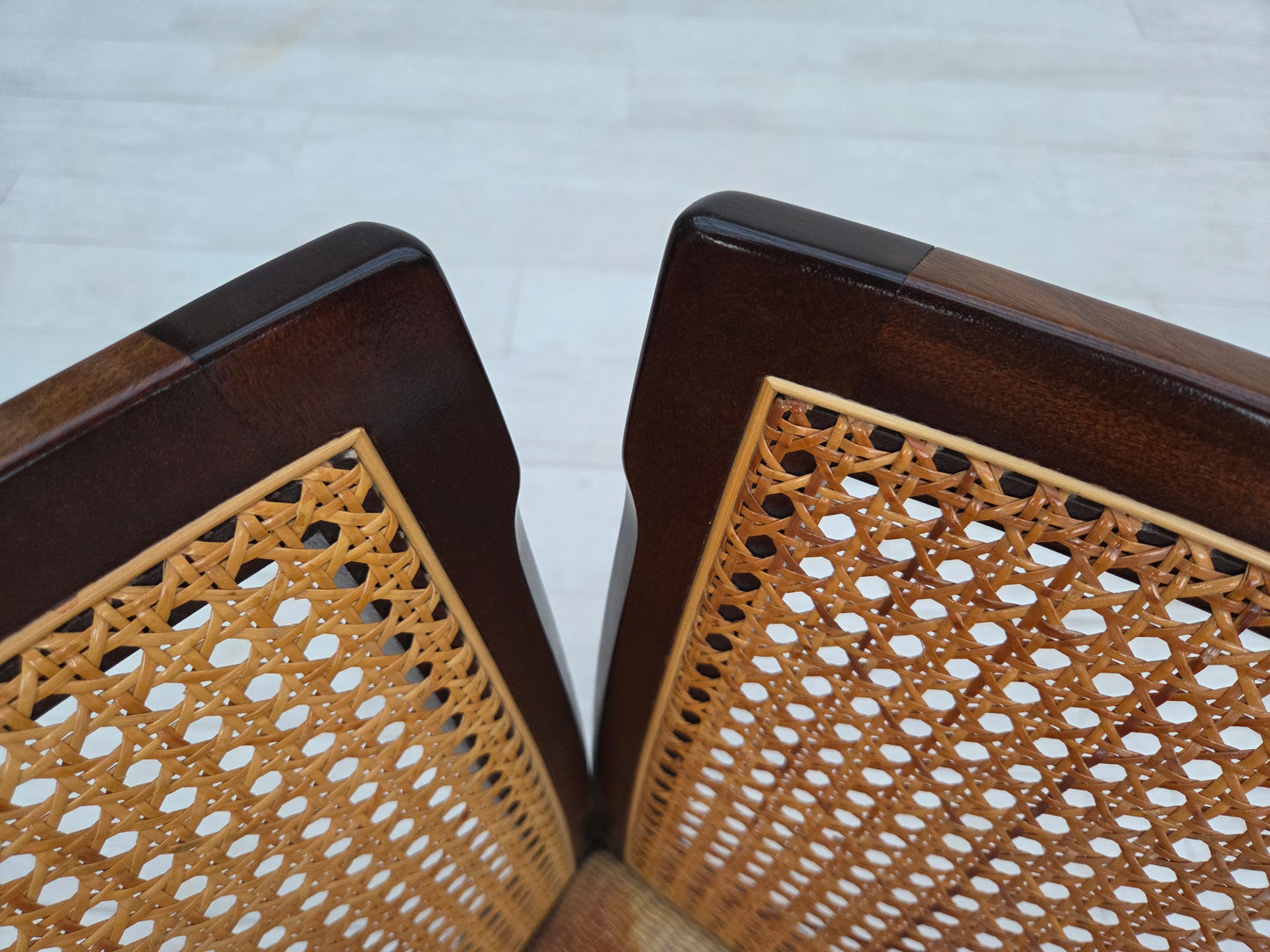 1970s, Danish design by Illum Wikkelsø, armchair model "Plexus", teak wood, furniture mesh.