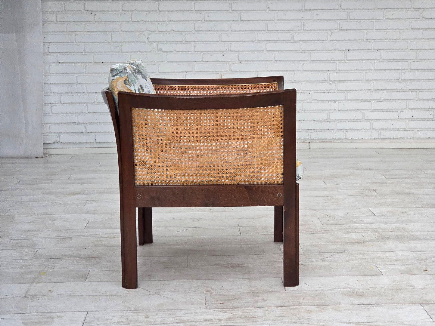 1970s, Danish design by Illum Wikkelsø, armchair model "Plexus", teak wood, furniture mesh.