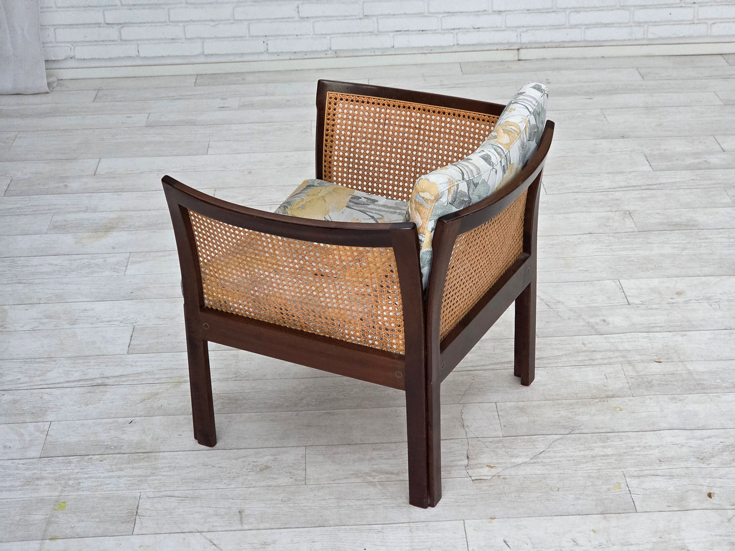 1970s, Danish design by Illum Wikkelsø, armchair model "Plexus", teak wood, furniture mesh.