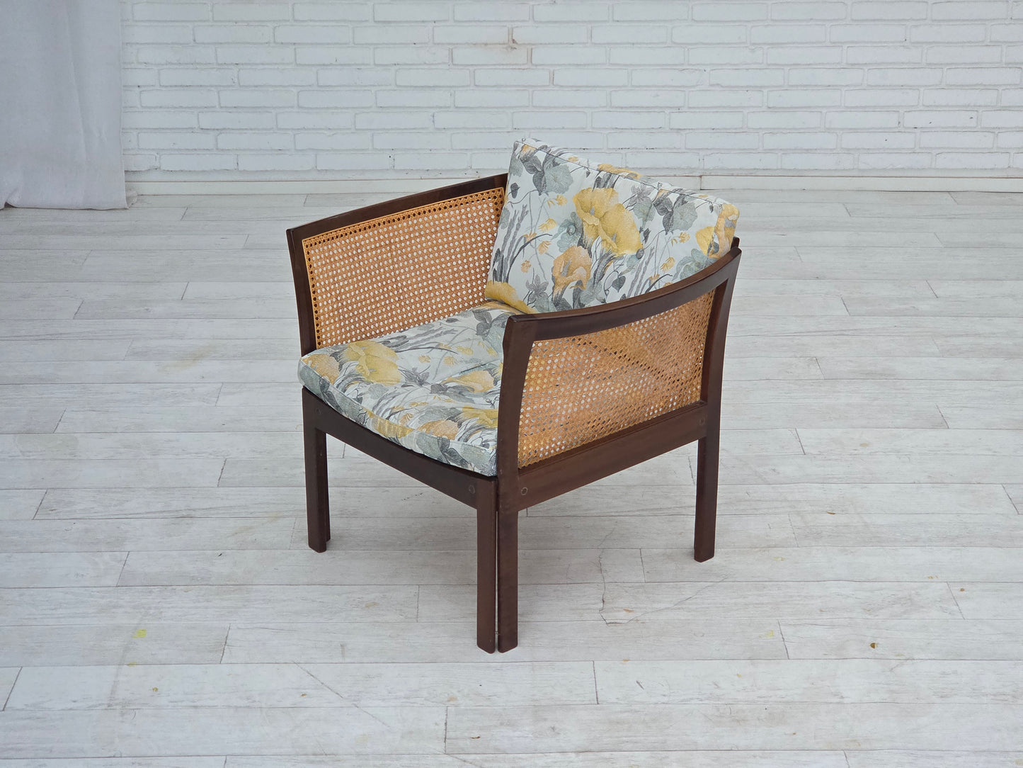 1970s, Danish design by Illum Wikkelsø, armchair model "Plexus", teak wood, furniture mesh.