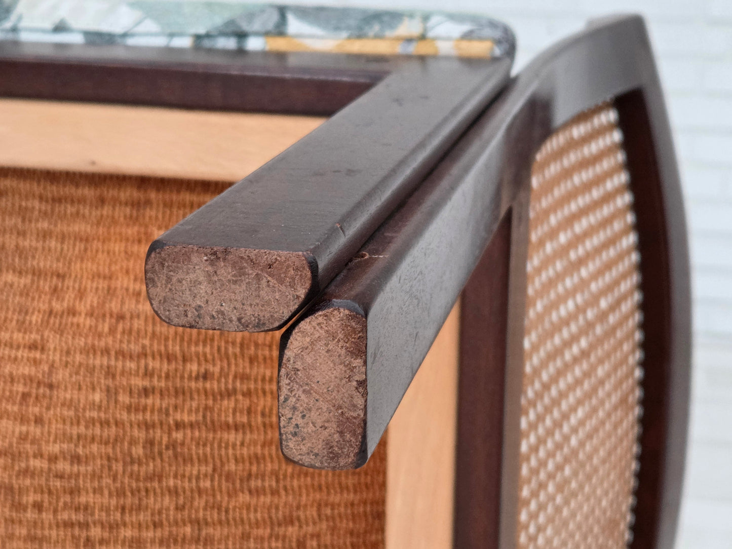 1970s, Danish design by Illum Wikkelsø, armchair model "Plexus", teak wood, furniture mesh.