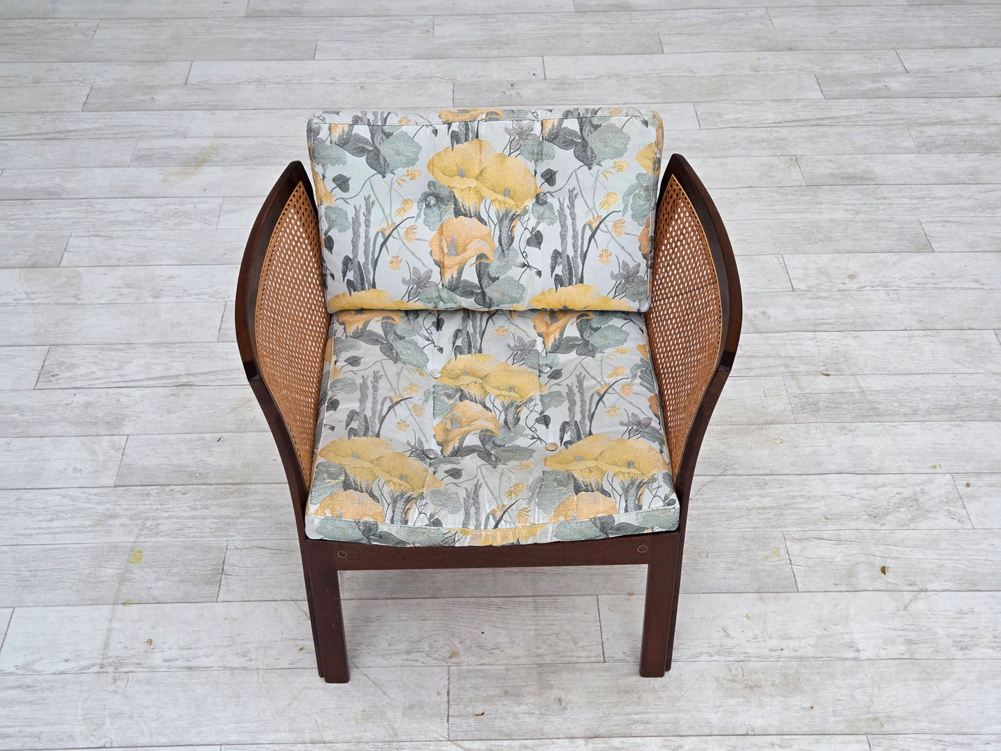 1970s, Danish design by Illum Wikkelsø, armchair model "Plexus", teak wood, furniture mesh.